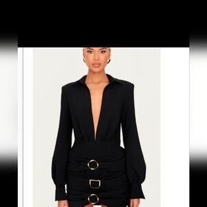 PrettyLittleThing Black Belted Mini Dress